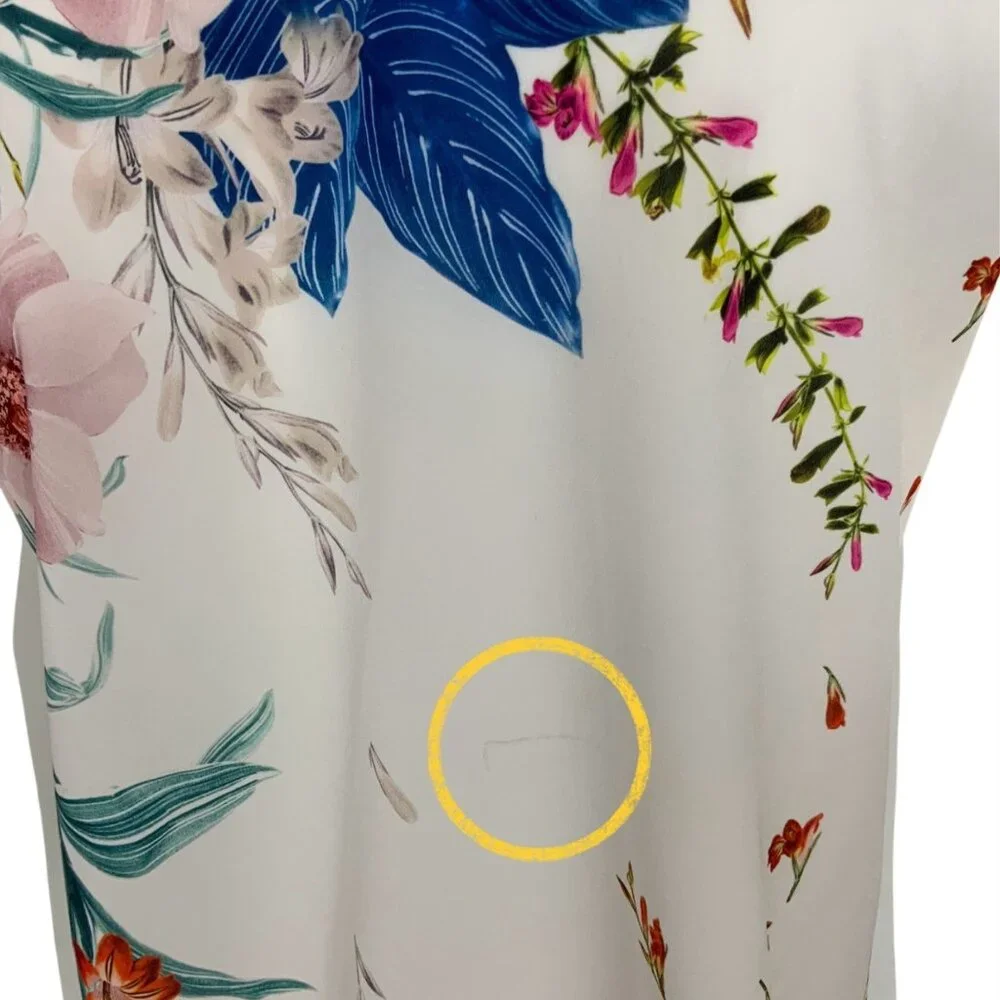 Ted Baker Cream Floral-Back Cardigan with Pastel Stripe Trim, Size 1